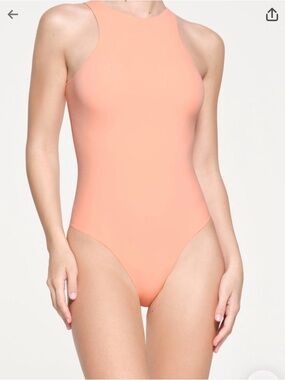 High-Neck One-Piece fits everybody bodysuit skims nectar